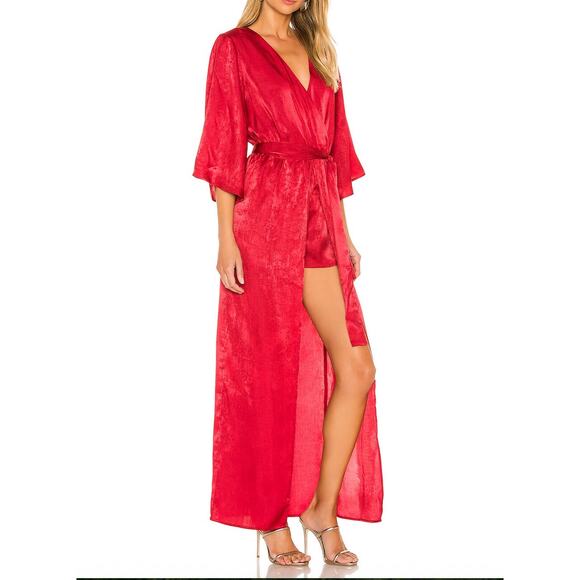 Lovers + Friends Ashton Romper Maxi Dress Tie
Waist Red Sz Med Chic Revolve - Picture 1 of 16